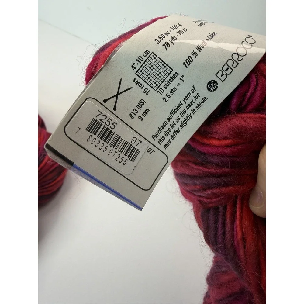 Berroco Hip-Hop Super Bulky Lot Of‎ 2 Pink Purple 100% Wool 100g Each